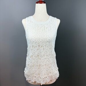 Ann Taylor Factory Lacy Tank Top Size XXSP Cream Lace Front Cotton Back Feminine